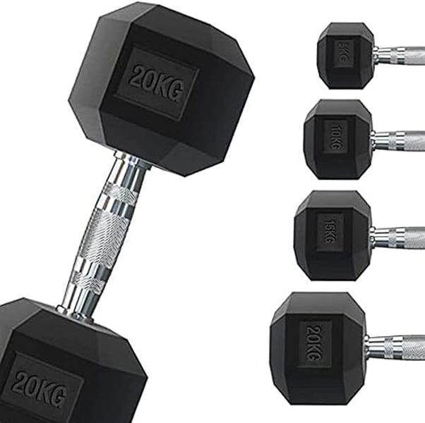 G5 HT SPORT Manubrio Esagonale Gommato Professionale da 1 A 50 kg Pesistica Palestre O Home Gym Impugnatura Ergonomica Antiscivolo