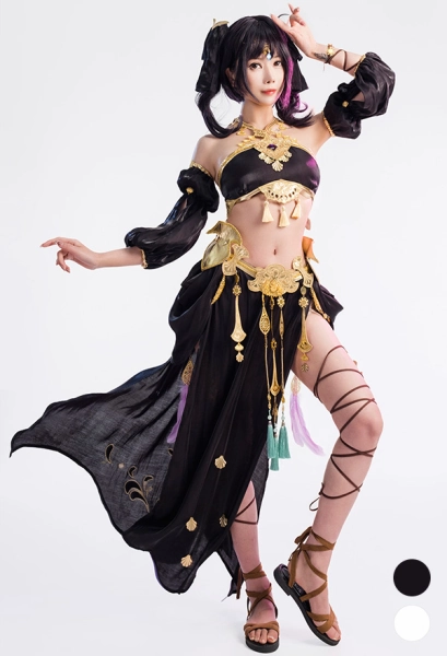 Damen FF14 Crop Top Rock High Cut Neckholder Dancer Cosplay Game Cosplay Kostüm
