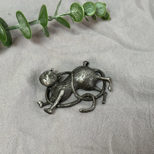 Longtail Cat Talisman made of metal .  Men's necklace . Pendant .  Holiday gift . Birthday gift