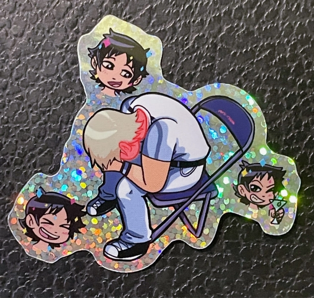 Todd Ingram x Wallace Wells Shinji Chair Pose Sticker (Scott Pilgrim Takes Off)