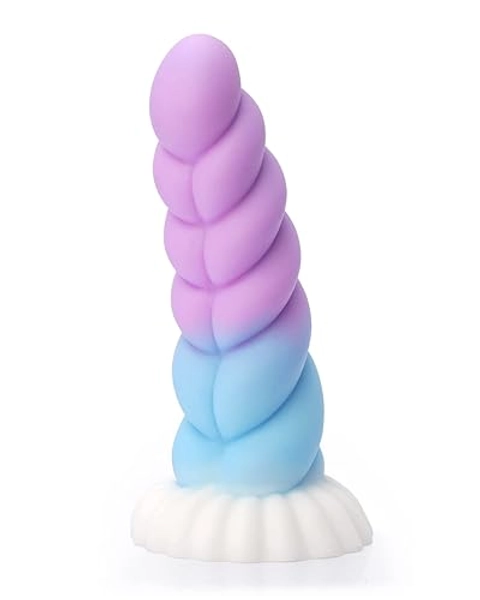 Realistic Monster Silicone Dildo - 7.8" Shaped Liquid Dildo with Strong Suction Cup, Huge Thick Dildo for Women, Anal Plug Dildo Prostate Massager Adult Sex Toy Pink,Blue&White