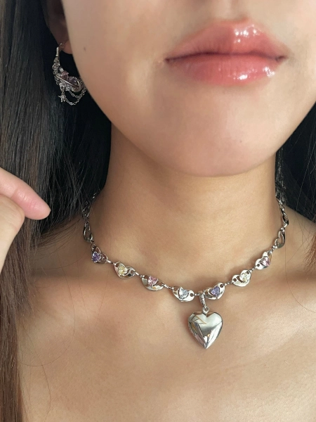Y2k Locket Necklace Coquette Heart link Choker Ballet Core Necklace Jewelry Nana Anime Jewelry Aesthetic  Acubi Fairy Grunge Holiday Gift