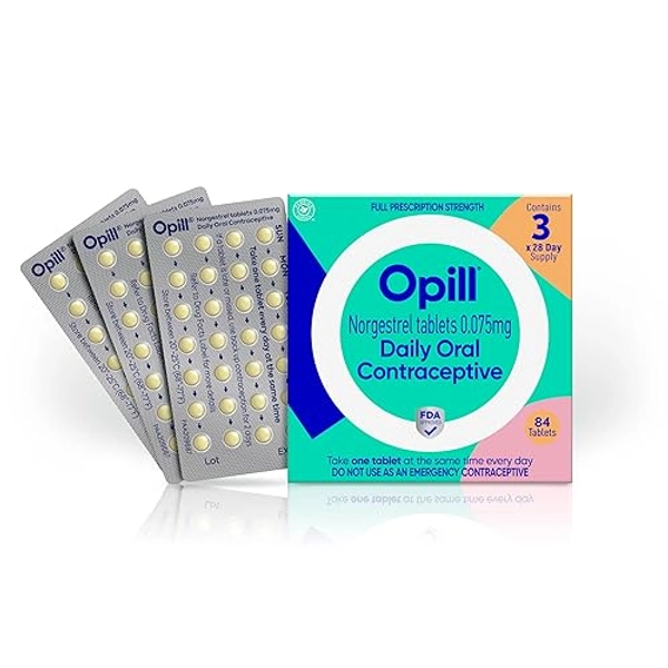 Opill, Daily Oral Birth Control Pills, Over-The-Counter Progestin-Only Contraceptive, FDA-Approved & Estrogen-Free, 84 Count