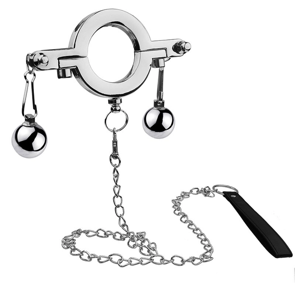 Pierścień na Jądra z 2 Obciążnikami i Smyczą - Intensywne Doznania