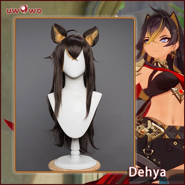 【Pre-sale】Uwowo Genshin Impact Cosplay Wig Dehya Cospaly Wig With Ears Long Coaply Hair