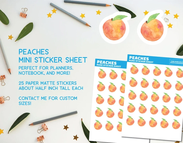 Peach Mini Stickers by MGStickersAndMore