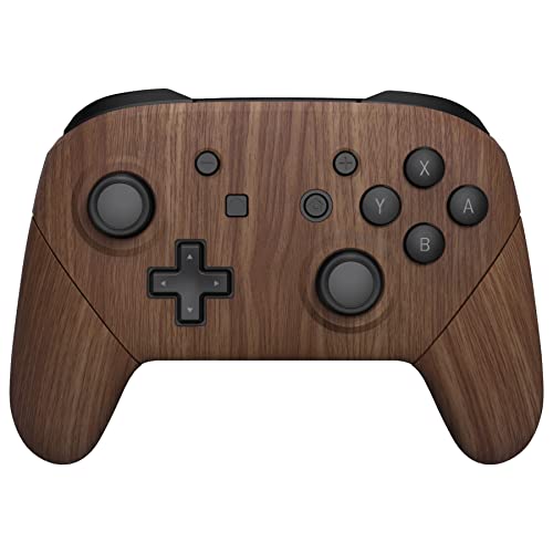 eXtremeRate Wood Grain Faceplate Backplate Handles for Nintendo Switch Pro Controller, Soft Touch Grip Replacement Housing Shell Cover Buttons for Nintendo Switch Pro - Controller NOT Included - Wood Grain