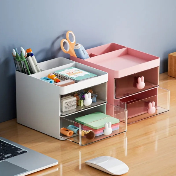 Cute Rabbit Kawaii Desktop Storage Drawer Organizer For Gaming, Makeup or Work Desk