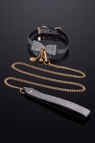 Iris Leather Collar Choker and Leash Set