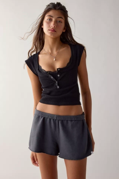 Out From Under Sally Square Neck Seamless Knit Henley Tee