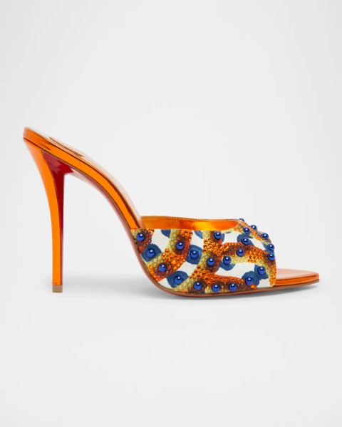 Miss Z Beaded Red Sole Mule Sandals
