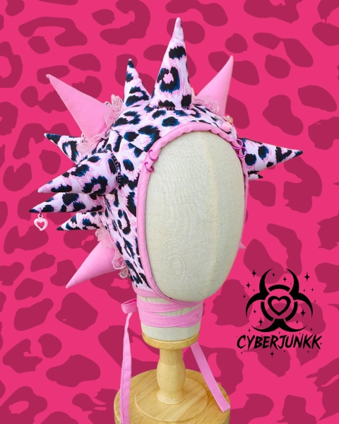 Liberty Spike Bonnet - Leopard Lover | Adult Sized | OOAK |  Handmade | Upcycled