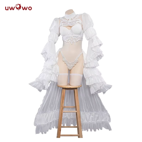 AUF LAGER UWOWO Nierr: Automataa Yorhaa 2B Cosplay Kostüm Weißes Hochzeitskleid Braut Halloween Kostüm Outdoor Kleid Für Frauen - AliExpress 