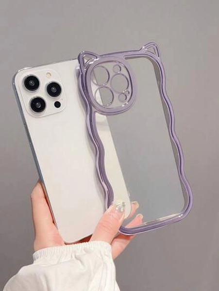 1PC Fashionable Asymmetrical Electroplated Purple Tpu Phone Case Compatible With IPhone