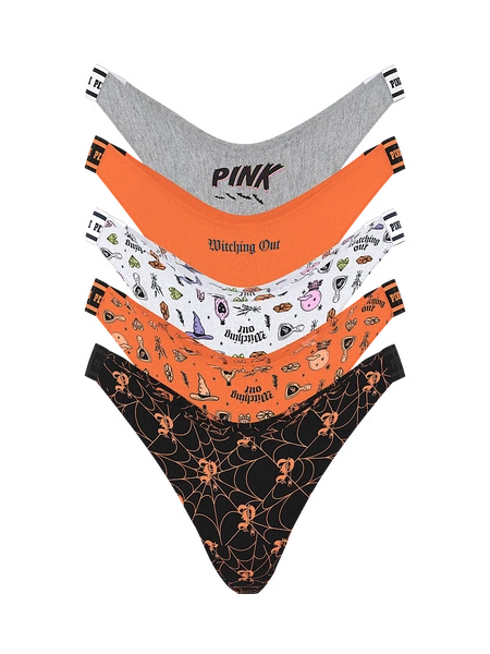 5-Pack Logo Cotton Thong Panties / Large