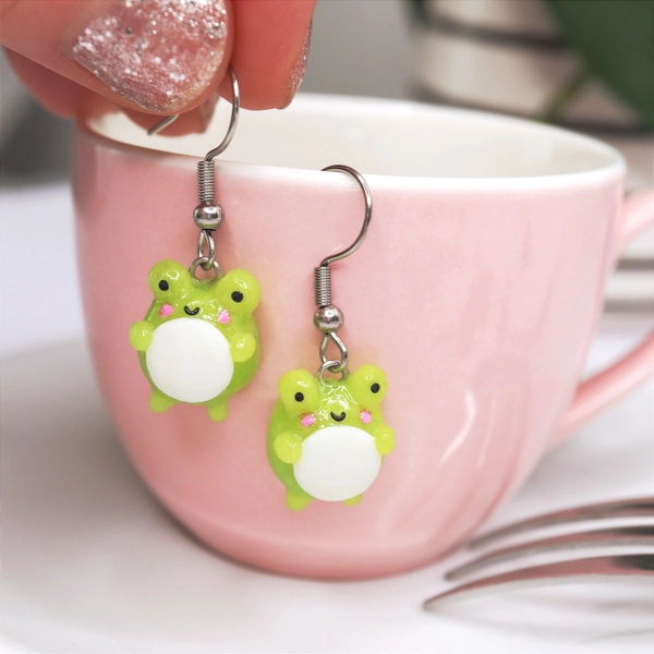 Cute Frog Earrings/Kawaii Frog Earrings/Cottagecore Earrings/Frog Lover Gift/Quirky Earrings/Funny Earrings/Frog Jewelry/Cute Earrings