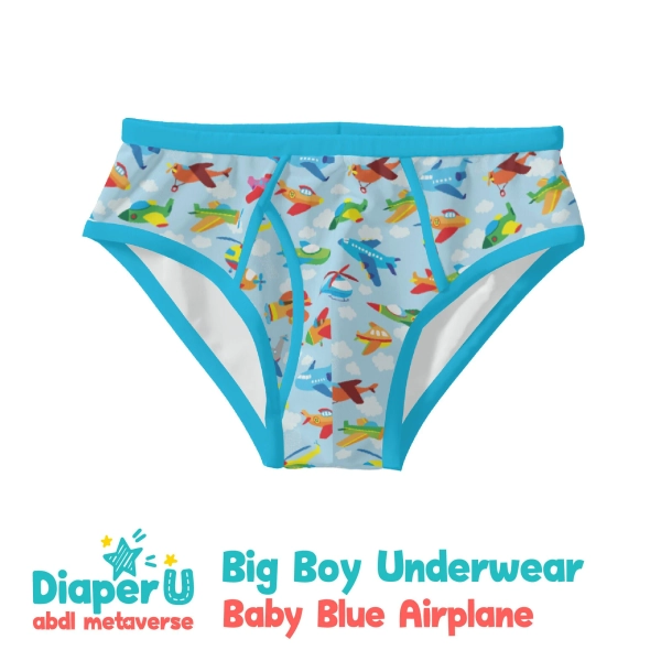 Adult Baby Big Boy Briefs - Baby Blue Airplane