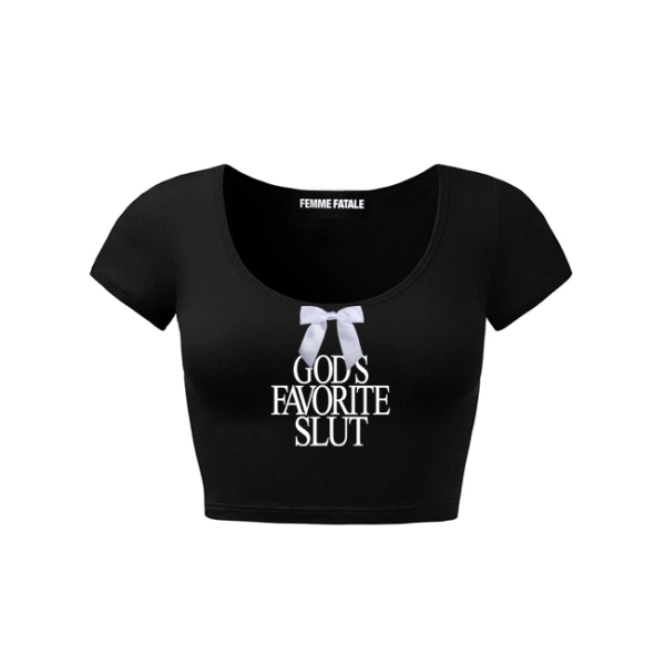 HEAVENLY SLUT SCOOP NECK CROP-TOP
