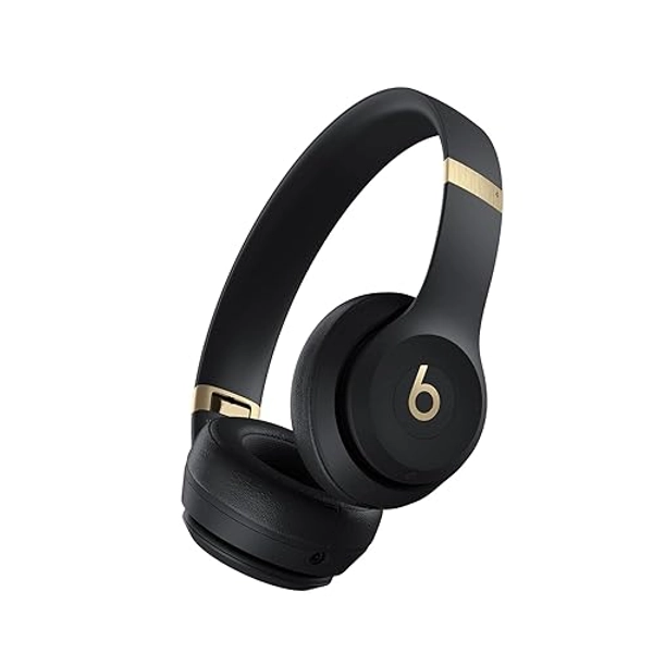 Beats Solo 4 - Wireless Bluetooth On-Ear Headphones, Apple & Android Compatible, Up to 50 Hours of Battery Life - Black & Gold