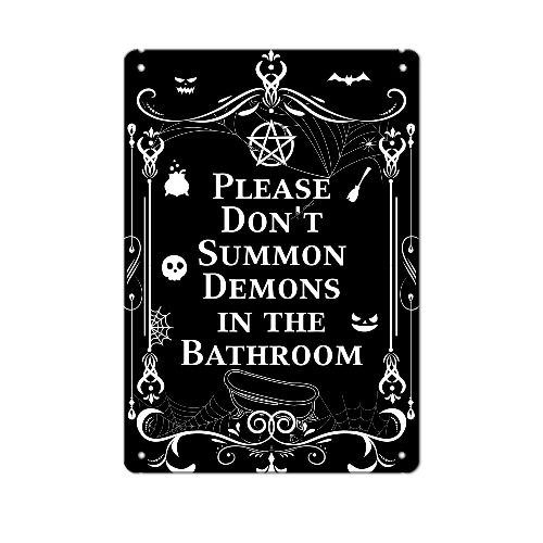 N NAMESISS Bathroom Sign, Bathroom Signs, Gothic Decor, Bathroom Decor, 12x16 Inches Metal Sign, Bathroom Metal Sign, Gothic Metal Sign