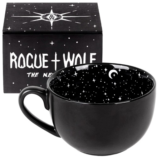 Rogue + Wolf Midnight Coffee Large Witch Mug in Gift Box Halloween Decor Spooky Gifts Ghost Cool Coffee Mugs For Women Goth Witchy Novelty Porcelain Tea Creepy Cup Gothic Witchcraft - 17.6oz 500ml - Midnight