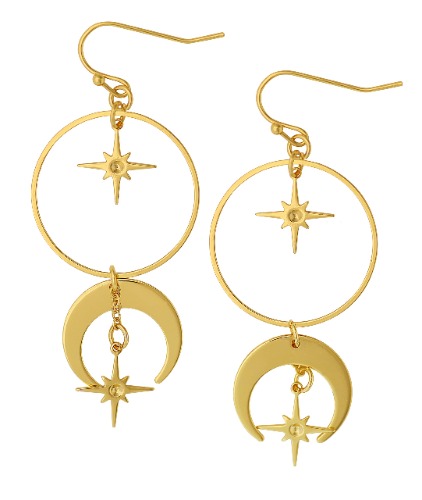 Sacina Gothic Boho Sun and Moon Earrings, Crescent Moon Star Pendant, Star Earrings, Celestial Earrings, Goth Jewelry Gift for Women, Christmas Gift for Women - 6