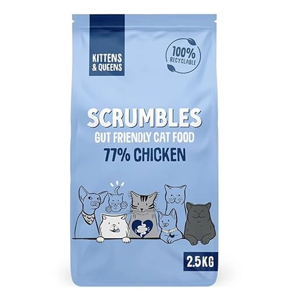 Scrumbles All Natural Dry Kitten Food with 77% Chicken, High Protein Food for Growing Kittens, 2.5Kgpackage may vary