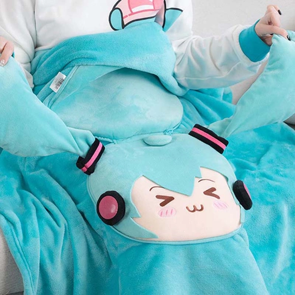Official Miku Blanket Pillow Cute Miku Plush Cushion Travel Blanket
