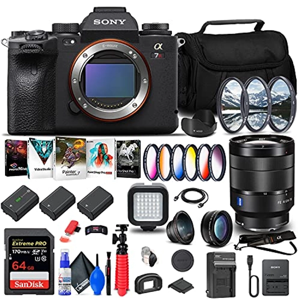 Sony Alpha a7R IIIA Mirrorless Digital Camera (Body) (ILCE7RM3A/B) + Sony FE 24-70mm f/4 Lens + 64GB Card + Corel Photo Software + Case + 2 x NP-FZ100 Compatible Battery + More (Renewed)