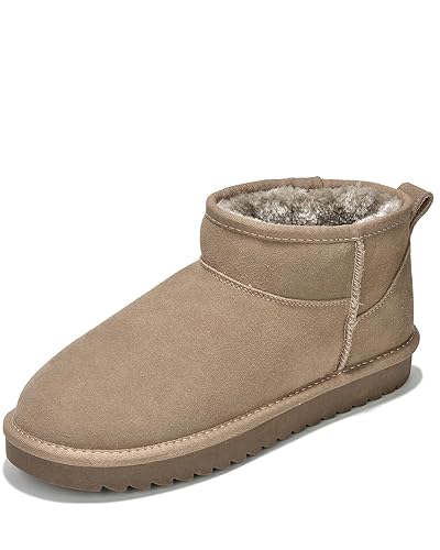 Project Cloud 100% Genuine Suede Ankle Boots for Women - Water Resistant Winter Boots for Women - Memory Foam Insole Trending Shoes for Women - Comfortable Women's Ankle Boots (Hippy) - 7.5 - Taupe
