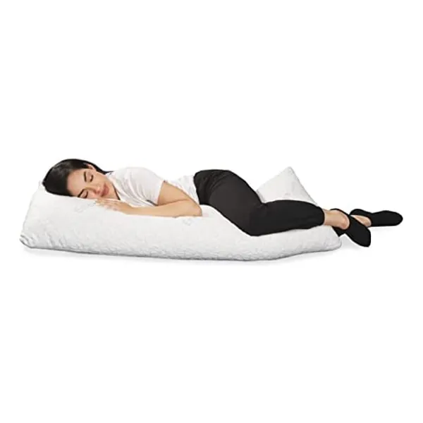 
                            ﻿﻿﻿EnerPlex Body Pillow - Adjustable Shredded Memory Foam Reading Pillow w/ Plush Bamboo Cover for Adults & Kids - 54" X 20" Bed Rest and Backrest Pregnancy Pillow for Sleeping
                        