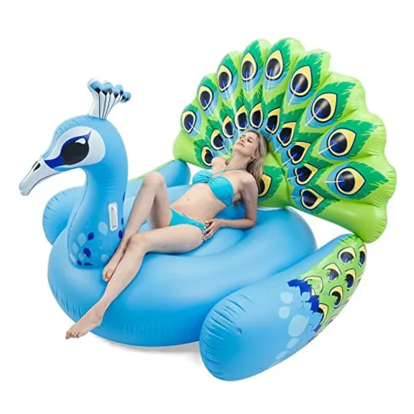 
                            JOYIN Inflatable Peacock Pool Float, Fun Beach Floaties, Swim Party Toys, Pool Island, Summer Pool Raft Lounge for Adults & Kids
                        