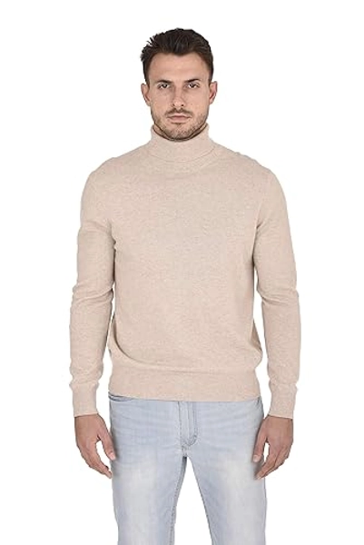 Cashmeren Men's Essential Knit Turtleneck Sweater 100% Merino Wool Long Sleeve Roll Neck Pullover