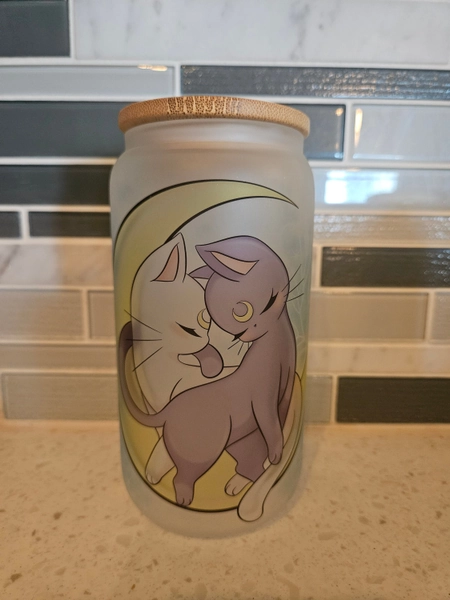 16 oz frosted cup glass Luna Sailor Moon