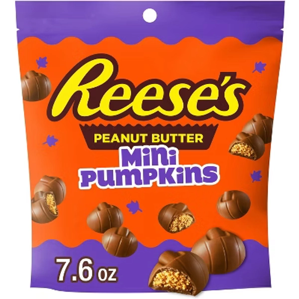 Reese's Mini Peanut Butter Pumpkins Halloween Candy Pouch - 7.6oz