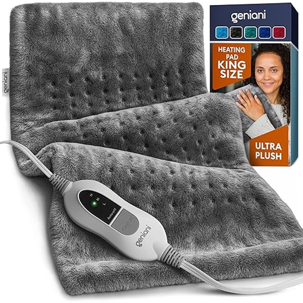 GENIANI Large Electric Heating Pad for Back Pain & Cramps Relief, Mothers Day & Birthday Gifts for Women Mom, FSA HSA Eligible, Auto Shut Off, Machine Washable, Heat Pad for Neck & Shoulder, 12×24"