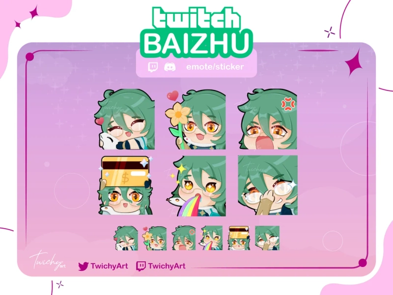 Baizhu Pack of Emotes for Twitch / Discord Stickers / Youtube Genshin Impact Emote - Etsy