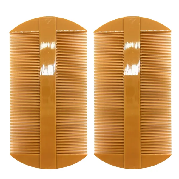 2PCS Lice Combs Nit Combs, Durable Double Sided Super Dense Tooth Combs for Lice Nit Treatment, Small Size for Straight Thin Hair, Ginger