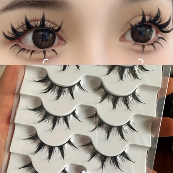 Anime-Inspired False Eyelashes, 5 Pairs Cartoon Eye Faux Lashes, Dramatic Look Demon Style, Volumizing & Lengthening - AliExpress 66