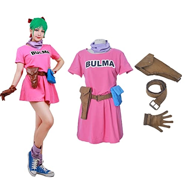 miccostumes Women's Costume Anime Cosplay Pink Dress Neckerchief With Belt and Glove - Medium