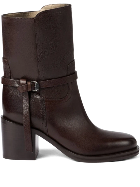 Brunello Cucinelli leather buckle-strap boots