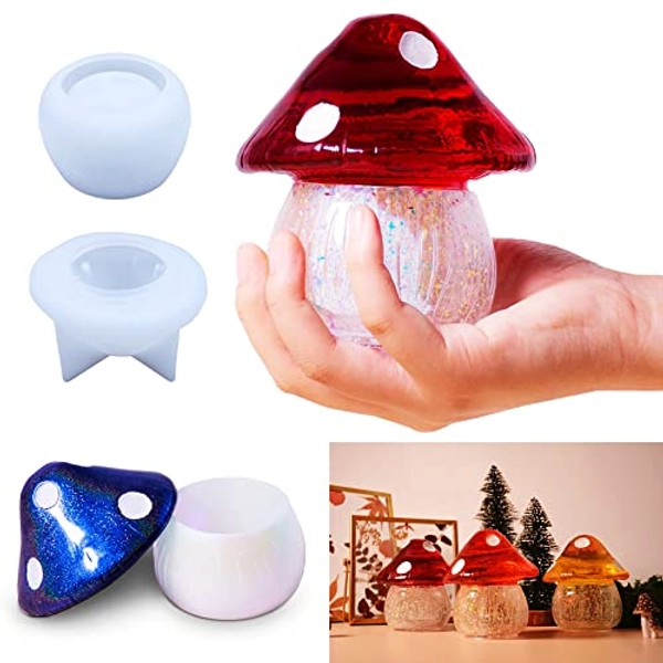 Throne Ivybunns Mushroom Resin Jar Mold with Lid, Mushroom Decor