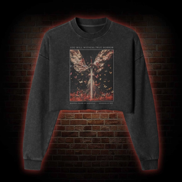 Goddess of Rot Washed Cropped Sweatshirts