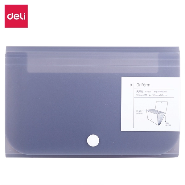 Deli A6 File Folder Portable Bill Document Organizer Mini Expanding File 12 Pockets 178*110*16mm 5561