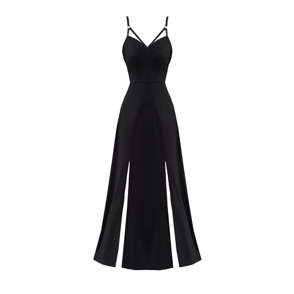 'Sky' Black Gothic Maxi Dress