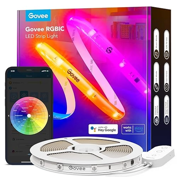 Govee RGBIC Pro LED Strip Lights, 32.8ft Color Changing Smart LED Strips, Works with Alexa and Google, Segmented DIY, Music Sync, WiFi and App Control, LED Lights for Bedroom,Home Decor