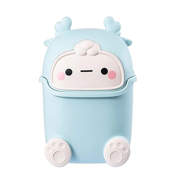 Mini desk bin with lid,small Plastic trash can for kitchen bathroom office countertop,desktop waste bin,Waterproof rubbish bin with 50 trash bags (Green)