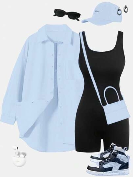 SHEIN Essnce Damen Zweiteiler Outfit für den täglichen Gebrauch