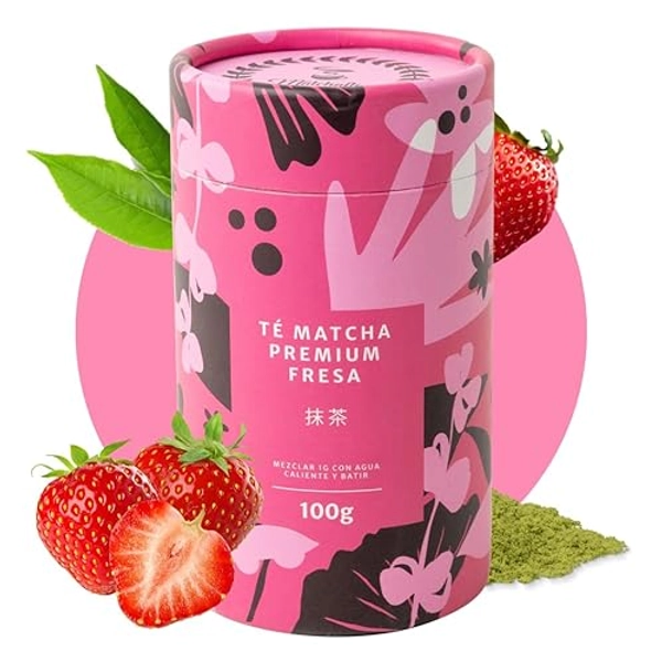 Matchaflix | Thé Matcha Premium Fraise | Énergie et saveur sans anxiété | 100g