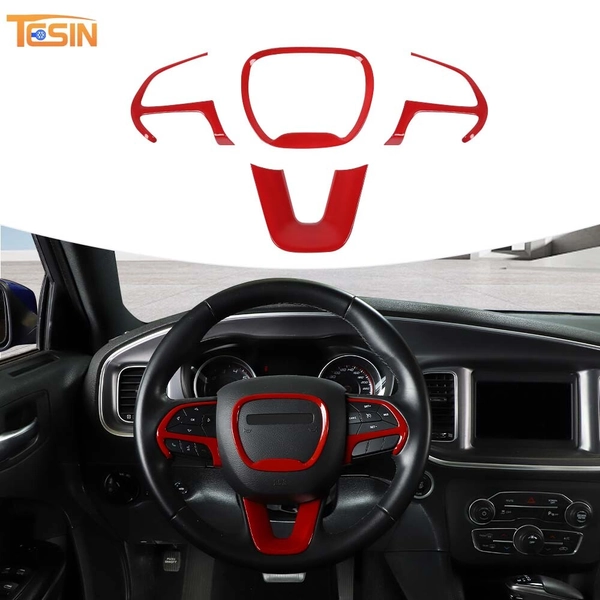 4pc Red Steering Wheel Cover Trim For Dodge Challenger/Charger 15-23 Accessories